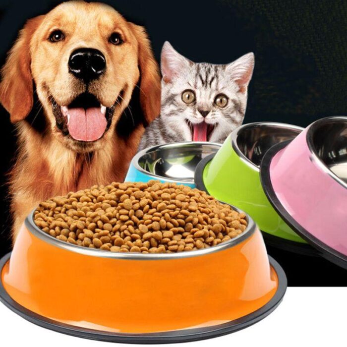 Comedor para Cães e Gatos Redondo de Aço Inox-Miau Auau Pets