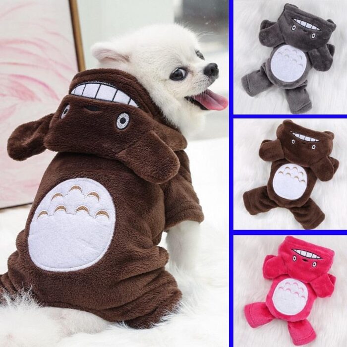 Roupa para Cães e Gatos Casaco Totoro de Veludo com Capuz-Miau Auau Pets