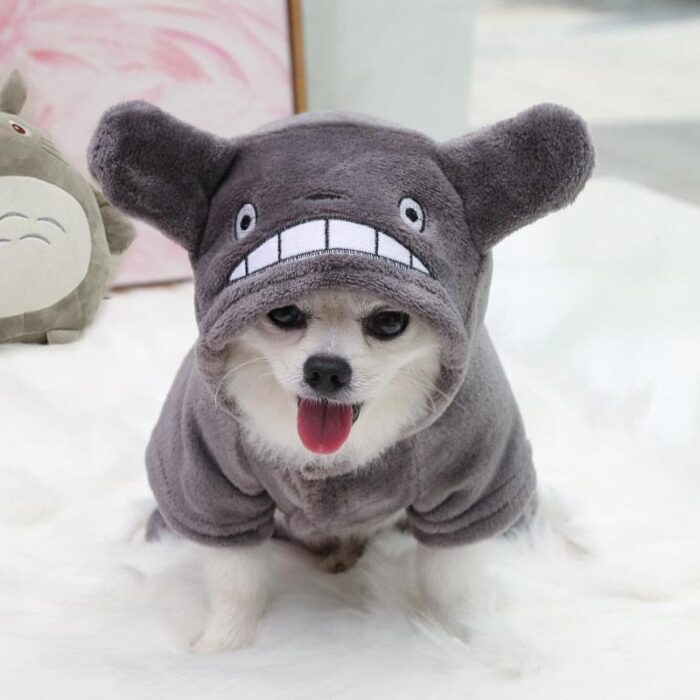 Roupa para Cães e Gatos Casaco Totoro de Veludo com Capuz-Miau Auau Pets